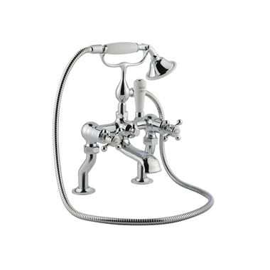 Butler & Rose Caledonia Cross Bath And Shower Mixer Tap With Shower Kit - Chrome